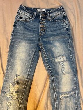 Maurices Light Blue High-Rise Distressed Button-Fly Jeans